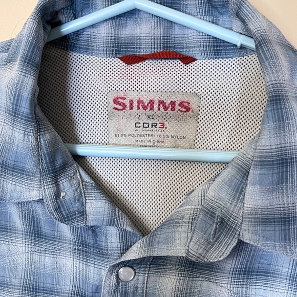 Simms Cor3 Vented Fishing Long Sleeve Button Down Shirt - Men's Size XL - Blue - Picture 2 of 13